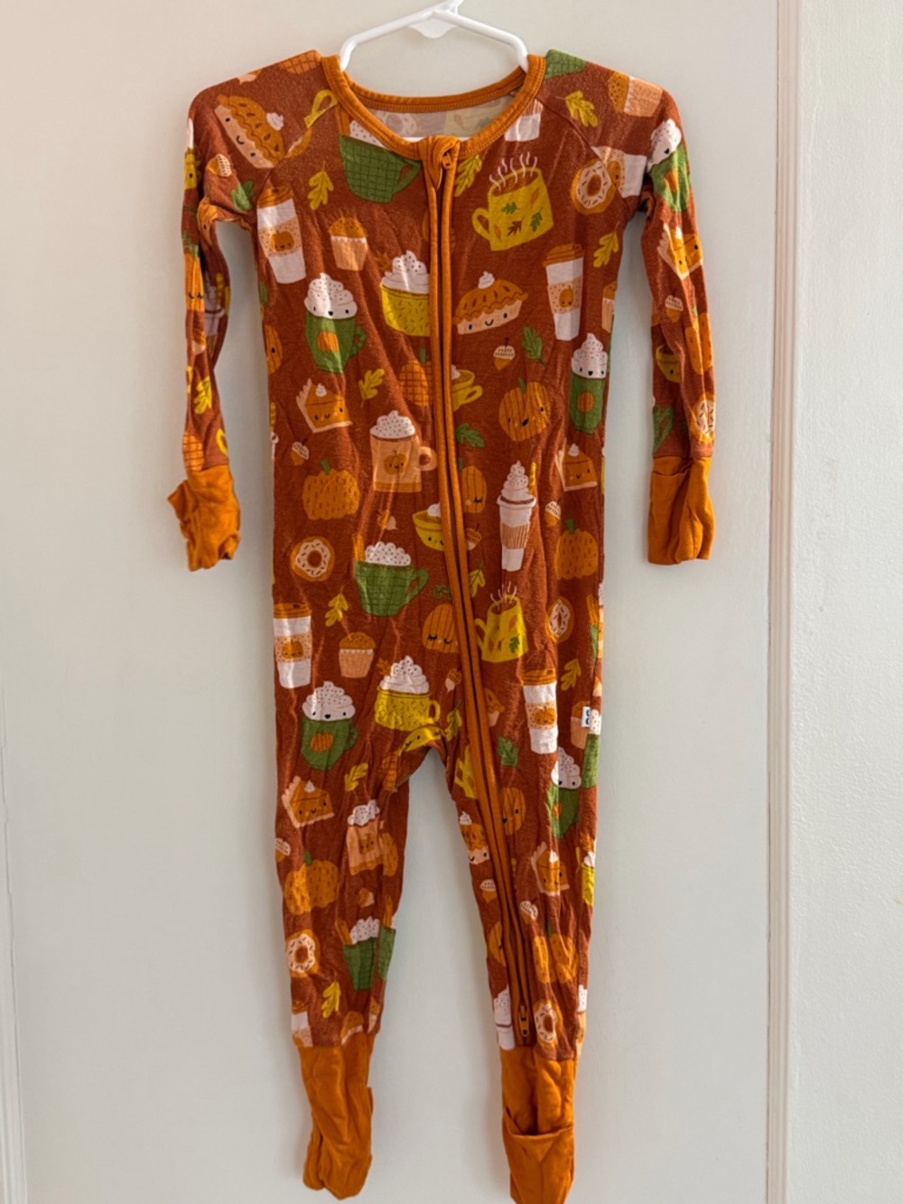 Little Sleepies Pumpkin Spice Footy Zippy Pajamas in size 12-18 months